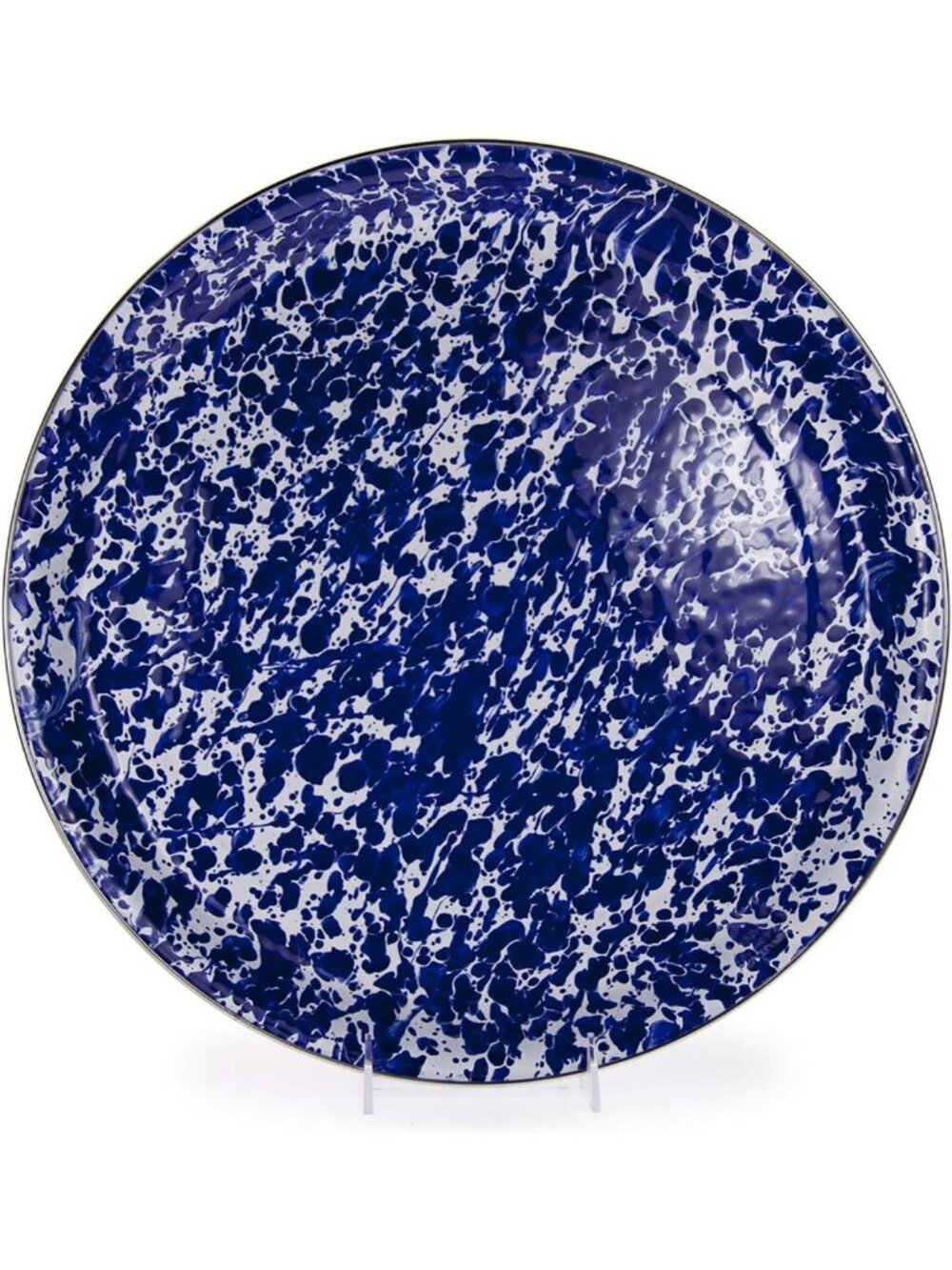Cobalt Swirl Enamel Serving Tray - Large 20" Decorative Kitchen Platter